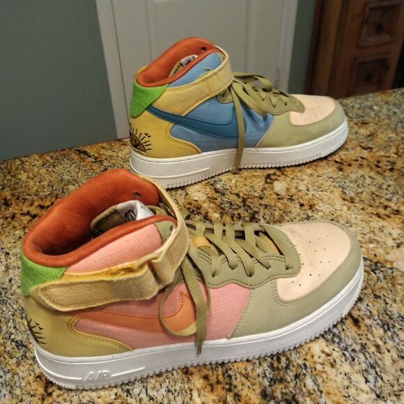 Rare Nike Air Force 1 Mid Sun Club Tan Multi Size 9 NO BOX Nice! - Picture 3 of 12